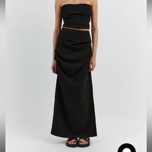 DISSH BLACK ROUCHED MAXI SKIRT
